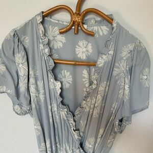 Madewell Soft Blue Floral Wrap Dress